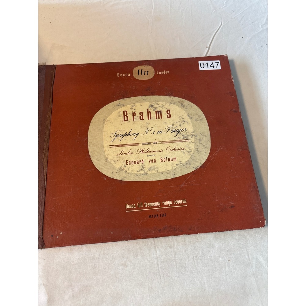 Decca Brahms Symphony No 3 London Philharmonic 78 RPM Record Set AK1448-52 Fair